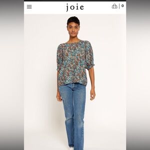 Joie Blue and Brown Floral Top
